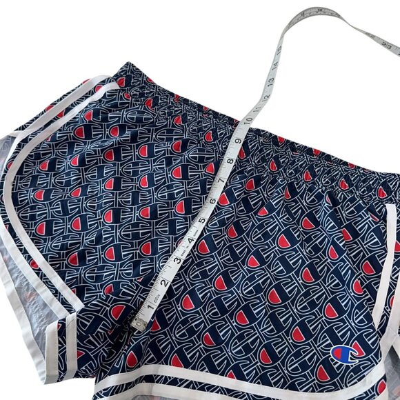 Champion Women Navy/Red Athletic Running Shorts SZ S Build-Brief  Logo Pattern - Picture 5 of 11